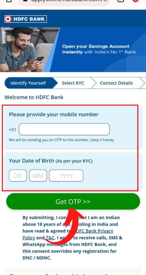 HDFC Bank Online Account Open